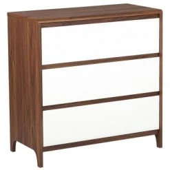 Beliani Commodes Et Cabinets Commode 3 Tiroirs Blanche Et Effet Bois Foncé