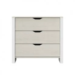 Calicosy Commodes Et Cabinets Commode 3 Tiroirs Blanche Et Gris Clair - L88 X H80 X P43 Cm