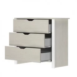 Calicosy Commodes Et Cabinets Commode 3 Tiroirs Blanche Et Gris Clair - L88 X H80 X P43 Cm -Coffres et malles Soldes commode 3 tiroirs blanche et gris clair l88 x h80 x p43 cm 3