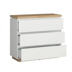 Brw Commodes Et Cabinets Commode 3 Tiroirs Blanche Et Naturelle -Coffres et malles Soldes commode 3 tiroirs blanche et naturelle 2