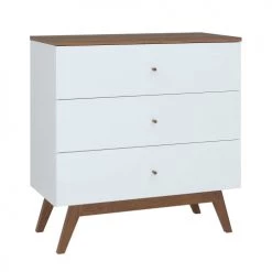 Brw Commodes Et Cabinets Commode 3 Tiroirs Blanche Et Naturelle