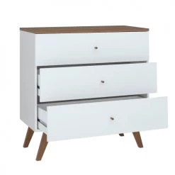Brw Commodes Et Cabinets Commode 3 Tiroirs Blanche Et Naturelle -Coffres et malles Soldes commode 3 tiroirs blanche et naturelle 8