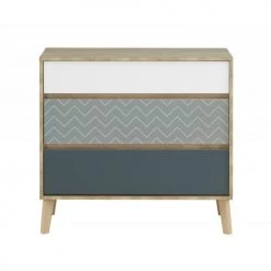 Meubletmoi Commodes Et Cabinets Commode 3 Tiroirs Bleu Blanc Et Décor -Coffres et malles Soldes commode 3 tiroirs bleu blanc et decor 3