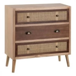 Altobuy Commodes Et Cabinets Commode 3 Tiroirs Bois Massif Et Façade Rotin