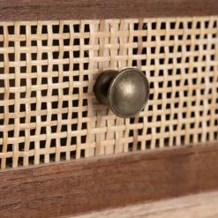 Altobuy Commodes Et Cabinets Commode 3 Tiroirs Bois Massif Et Façade Rotin -Coffres et malles Soldes commode 3 tiroirs bois massif et facade rotin 4