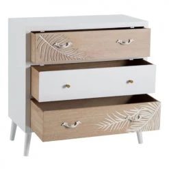 Altobuy Commodes Et Cabinets Commode 3 Tiroirs Bois Massif Et Motif Floral -Coffres et malles Soldes commode 3 tiroirs bois massif et motif floral 2