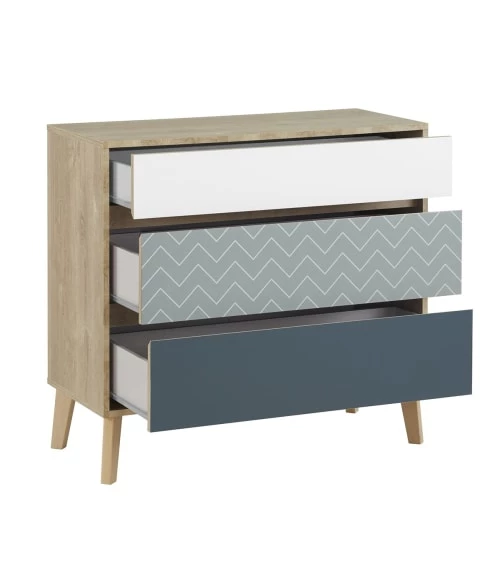 Calicosy Commodes Et Cabinets Commode 3 Tiroirs Chêne Blond 5 Calicosy Commodes Et Cabinets Commode 3 Tiroirs Chêne Blond – Image 3