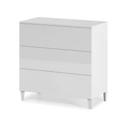 HOMN Commodes Et Cabinets Commode 3 Tiroirs Couleur Blanc Brillant, Longueur80 Cm