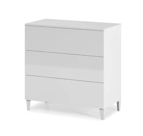 HOMN Commodes Et Cabinets Commode 3 Tiroirs Couleur Blanc Brillant, Longueur80 Cm 3 HOMN Commodes Et Cabinets Commode 3 Tiroirs Couleur Blanc Brillant, Longueur80 Cm