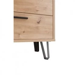 Meubletmoi Commodes Et Cabinets Commode 3 Tiroirs Décor Chêne Clair Pieds Métal Noir -Coffres et malles Soldes commode 3 tiroirs decor chene clair pieds metal noir 4