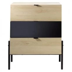 Casâme Commodes Et Cabinets Commode 3 Tiroirs Décor Chêne Et Noir