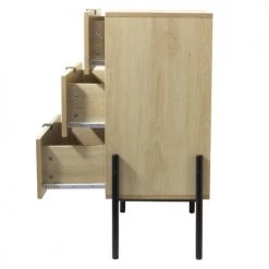 Casâme Commodes Et Cabinets Commode 3 Tiroirs Décor Chêne Et Noir -Coffres et malles Soldes commode 3 tiroirs decor chene et noir 3