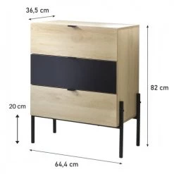 Casâme Commodes Et Cabinets Commode 3 Tiroirs Décor Chêne Et Noir -Coffres et malles Soldes commode 3 tiroirs decor chene et noir 4