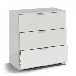 Dmora Commodes Et Cabinets Commode 3 Tiroirs Effet Bois Blanc -Coffres et malles Soldes commode 3 tiroirs effet bois blanc 2