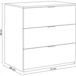 Dmora Commodes Et Cabinets Commode 3 Tiroirs Effet Bois Blanc -Coffres et malles Soldes commode 3 tiroirs effet bois blanc 4