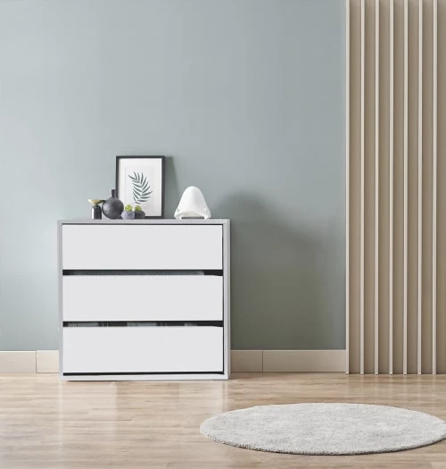 Dmora Commodes Et Cabinets Commode 3 Tiroirs Effet Bois Blanc 4 Dmora Commodes Et Cabinets Commode 3 Tiroirs Effet Bois Blanc – Image 2