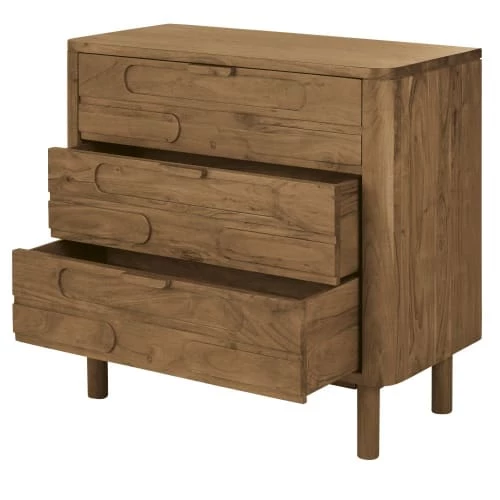 Maisons Du Monde Commodes Et Cabinets Commode 3 Tiroirs En Bois D'acacia Massif Marron 4 Maisons Du Monde Commodes Et Cabinets Commode 3 Tiroirs En Bois D'acacia Massif Marron – Image 2