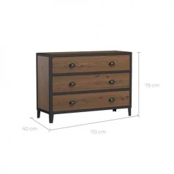 Rendez Vous Déco Commodes Et Cabinets Commode 3 Tiroirs En Bois De Cèdre Recyclé Et Métal -Coffres et malles Soldes commode 3 tiroirs en bois de cedre recycle et metal 1
