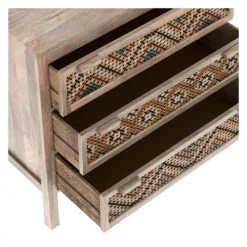 Rendez Vous Déco Commodes Et Cabinets Commode 3 Tiroirs En Bois De Manguier Et Cannage Coloré -Coffres et malles Soldes commode 3 tiroirs en bois de manguier et cannage colore 3