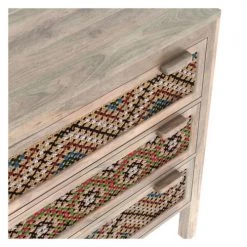 Rendez Vous Déco Commodes Et Cabinets Commode 3 Tiroirs En Bois De Manguier Et Cannage Coloré -Coffres et malles Soldes commode 3 tiroirs en bois de manguier et cannage colore 4