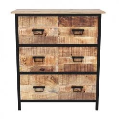 Rendez Vous Déco Commodes Et Cabinets Commode 3 Tiroirs En Bois De Manguier Et Métal Noir