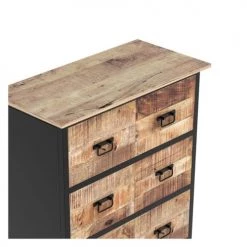 Rendez Vous Déco Commodes Et Cabinets Commode 3 Tiroirs En Bois De Manguier Et Métal Noir -Coffres et malles Soldes commode 3 tiroirs en bois de manguier et metal noir 3