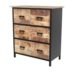 Rendez Vous Déco Commodes Et Cabinets Commode 3 Tiroirs En Bois De Manguier Et Métal Noir -Coffres et malles Soldes commode 3 tiroirs en bois de manguier et metal noir 4