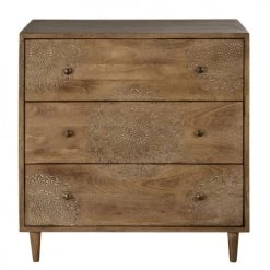 Maisons Du Monde Commodes Et Cabinets Commode 3 Tiroirs En Bois De Manguier Massif Sculpté