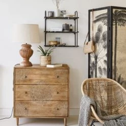 Maisons Du Monde Commodes Et Cabinets Commode 3 Tiroirs En Bois De Manguier Massif Sculpté -Coffres et malles Soldes commode 3 tiroirs en bois de manguier massif sculpte 1000 1 18 217482 4