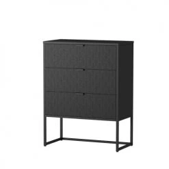 Woood Commodes Et Cabinets Commode 3 Tiroirs En Bois Et Métal Noir -Coffres et malles Soldes commode 3 tiroirs en bois et metal noir 2