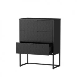 Woood Commodes Et Cabinets Commode 3 Tiroirs En Bois Et Métal Noir -Coffres et malles Soldes commode 3 tiroirs en bois et metal noir 3