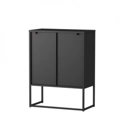 Woood Commodes Et Cabinets Commode 3 Tiroirs En Bois Et Métal Noir -Coffres et malles Soldes commode 3 tiroirs en bois et metal noir 4