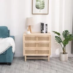 Nordlys Commodes Et Cabinets Commode 3 Tiroirs En Bois Et Rotin Naturel -Coffres et malles Soldes commode 3 tiroirs en bois et rotin naturel 2