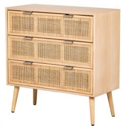 Nordlys Commodes Et Cabinets Commode 3 Tiroirs En Bois Et Rotin Naturel