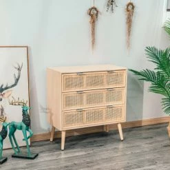 Nordlys Commodes Et Cabinets Commode 3 Tiroirs En Bois Et Rotin Naturel -Coffres et malles Soldes commode 3 tiroirs en bois et rotin naturel 9