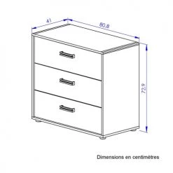 Terre De Nuit Commodes Et Cabinets Commode 3 Tiroirs En Bois Imitation Chêne Clair Et Blanc 7 Terre De Nuit Commodes Et Cabinets Commode 3 Tiroirs En Bois Imitation Chêne Clair Et Blanc -Coffres et malles Soldes commode 3 tiroirs en bois imitation chene clair et blanc 2