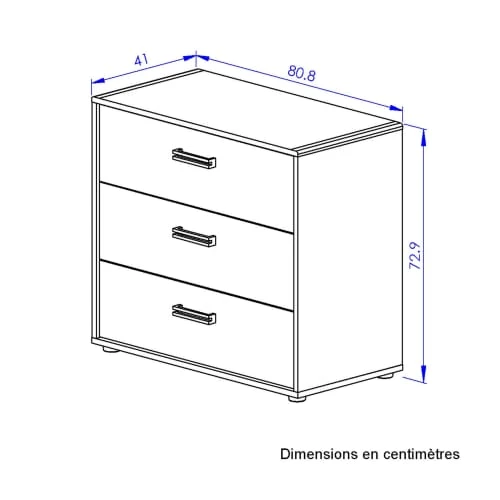 Terre De Nuit Commodes Et Cabinets Commode 3 Tiroirs En Bois Imitation Chêne Clair Et Blanc 5 Terre De Nuit Commodes Et Cabinets Commode 3 Tiroirs En Bois Imitation Chêne Clair Et Blanc – Image 3