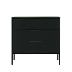 Woood Commodes Et Cabinets Commode 3 Tiroirs En Bois Noir -Coffres et malles Soldes commode 3 tiroirs en bois noir 3