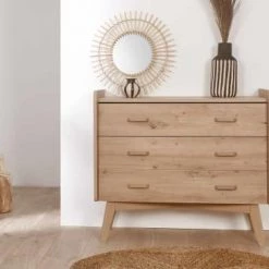 Nateo Concept Commodes Et Cabinets Commode 3 Tiroirs En Chêne Vintage - Larg. 100 Cm -Coffres et malles Soldes commode 3 tiroirs en chene vintage larg 100 cm 1