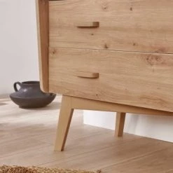 Nateo Concept Commodes Et Cabinets Commode 3 Tiroirs En Chêne Vintage - Larg. 100 Cm -Coffres et malles Soldes commode 3 tiroirs en chene vintage larg 100 cm 4