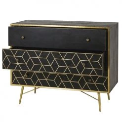 Maisons Du Monde Commodes Et Cabinets Commode 3 Tiroirs En Manguier Massif Noir Et Métal Doré -Coffres et malles Soldes commode 3 tiroirs en manguier massif noir et metal dore 1000 12 3 176098 9