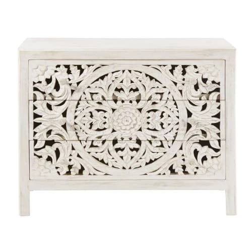 Maisons Du Monde Commodes Et Cabinets Commode 3 Tiroirs En Manguier Massif Sculpté Blanc 3 Maisons Du Monde Commodes Et Cabinets Commode 3 Tiroirs En Manguier Massif Sculpté Blanc