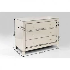 Kare Design Commodes Et Cabinets Commode 3 Tiroirs En Verre Miroir Doré -Coffres et malles Soldes commode 3 tiroirs en verre miroir dore 3