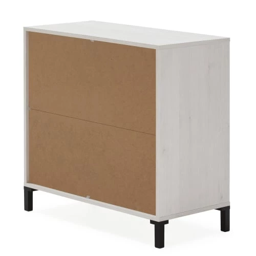 HOMN Commodes Et Cabinets Commode 3 Tiroirs Et 1 Niche, Couleur Blanc Et Bois, 80 Cm Longueur 5 HOMN Commodes Et Cabinets Commode 3 Tiroirs Et 1 Niche, Couleur Blanc Et Bois, 80 Cm Longueur – Image 3