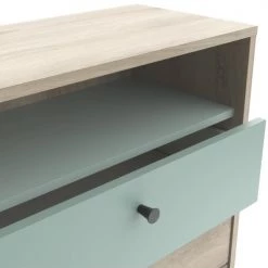 Calicosy Commodes Et Cabinets Commode 3 Tiroirs Et 1 Niche - L61 X H76 Cm - Bois / Vert -Coffres et malles Soldes commode 3 tiroirs et 1 niche l61 x h76 cm bois vert 4