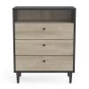 Calicosy Commodes Et Cabinets Commode 3 Tiroirs Et 1 Niche - L61 X H76 Cm - Noir/bois