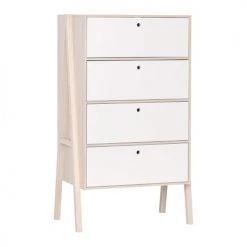 Calicosy Commodes Et Cabinets Commode 3 Tiroirs Et 1 Porte Abattant - Blanc Et Beige
