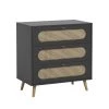 Calicosy Commodes Et Cabinets Commode 3 Tiroirs Façade Avec Cannage En Rotin - L85 X H88 Cm -Coffres et malles Soldes commode 3 tiroirs facade avec cannage en rotin l85 x h88 cm