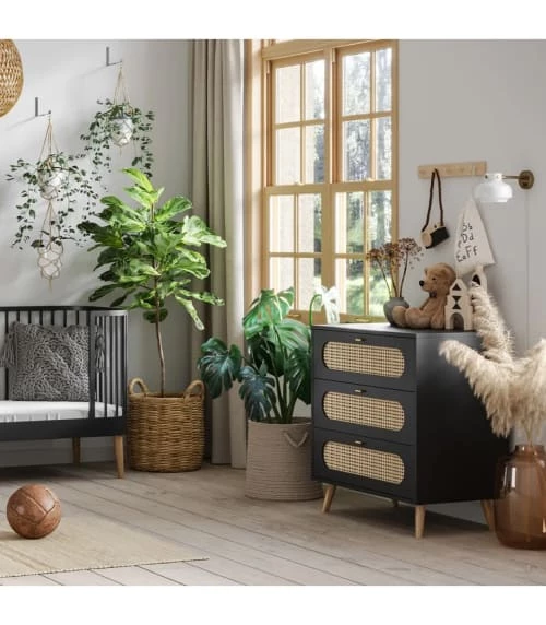 Calicosy Commodes Et Cabinets Commode 3 Tiroirs Façade Avec Cannage En Rotin - L85 X H88 Cm 5 Calicosy Commodes Et Cabinets Commode 3 Tiroirs Façade Avec Cannage En Rotin - L85 X H88 Cm – Image 3