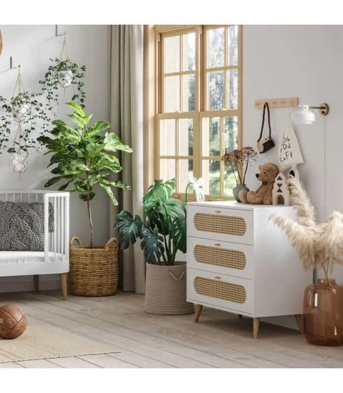 Calicosy Commodes Et Cabinets Commode 3 Tiroirs Façade Avec Cannage En Rotin - L85 X H88 Cm 5 Calicosy Commodes Et Cabinets Commode 3 Tiroirs Façade Avec Cannage En Rotin - L85 X H88 Cm – Image 3